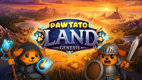 Pawtato Land fantasy game scene with two characters