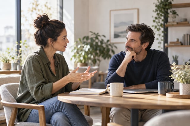 Two people having a thoughtful mentoring conversation